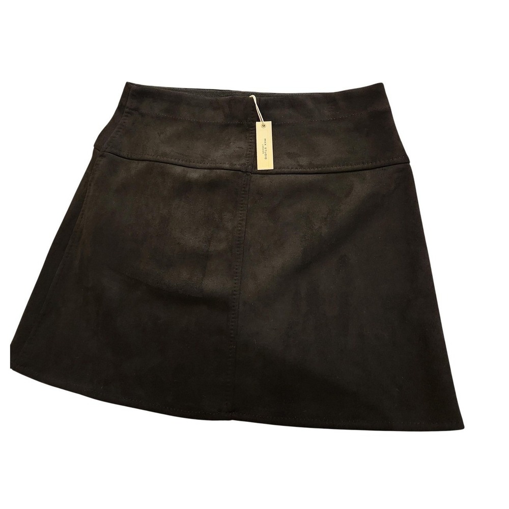 Max Studio Skirt Womens Medium Black Faux Suede Mini Pull On Stretch MSRP $118